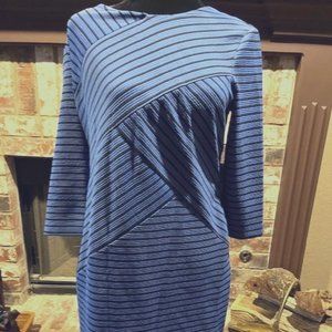 AB Studio Black and Blue Striped Dress
